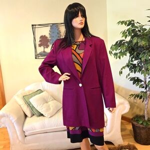 Long Length, Ashley Brooke Wool Blend Jacket/Blazer, Purple, Size 12